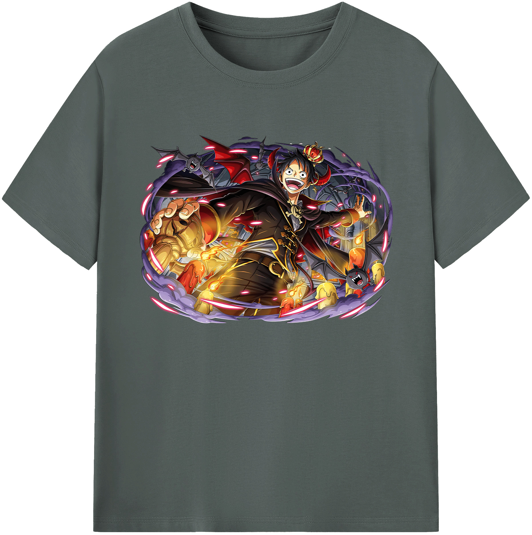 ワンピース モンキー・D・ルフィ ONE PIECE Monkey D. Luffy 綿100％ メンズ半袖Tシャツ｜肌触りやわらか＆通気性